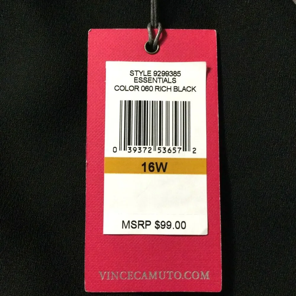 Vince Camuto Womens Pants size 16W new nwt $99 Black Wide Leg Zip Pocket Dress - Picture 2 of 11